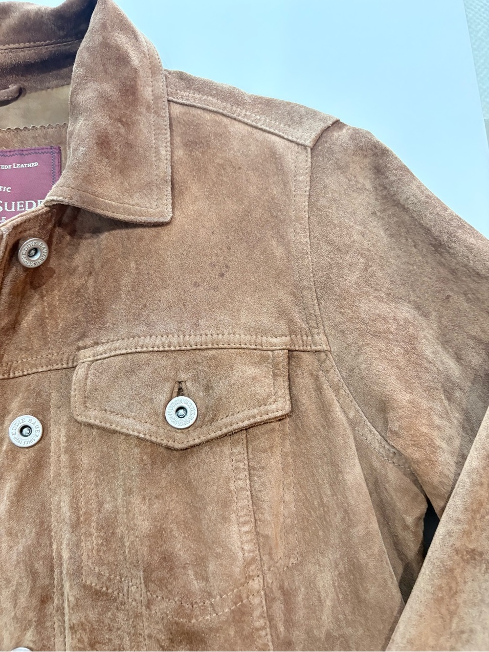 Eddie Bauer Brown Suede Button-Front Jacket - Picture 2 of 4